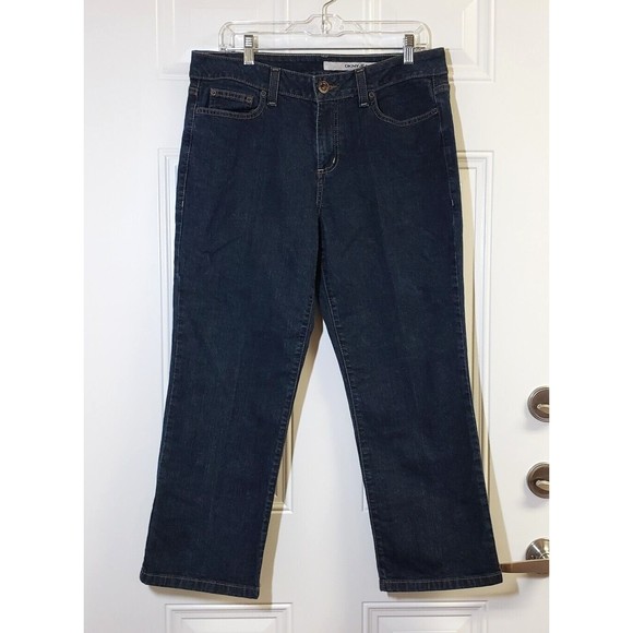DKNY Jeans Short Ankle Crop Womens Size 14 Dark Wash 26 Inseam Straight Leg EUC - Picture 2 of 9